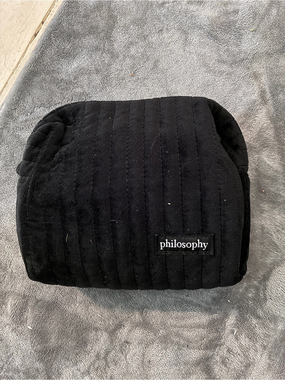 Philosophy Quilted Black Travel Pouch Bag